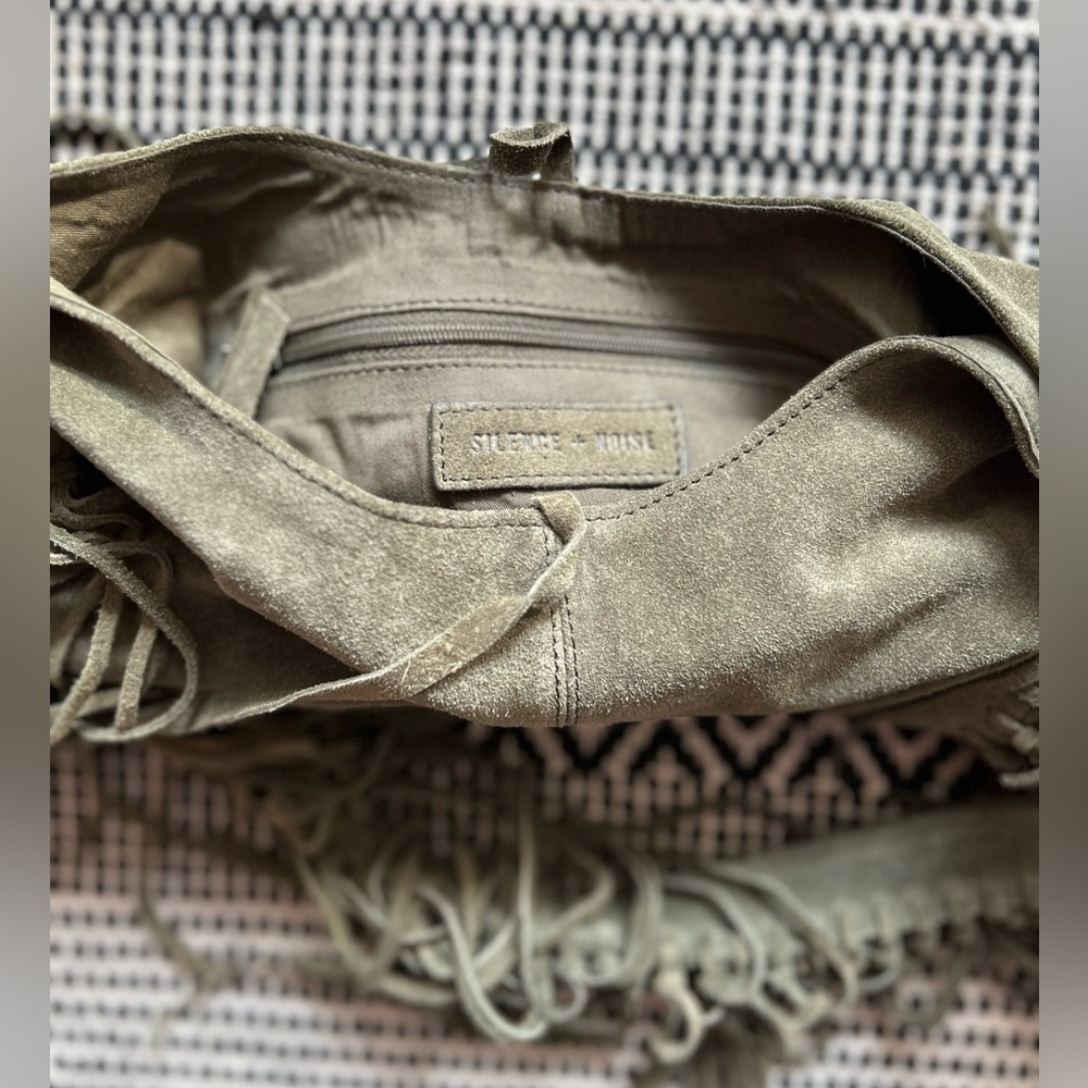 Silence + Noise Suede Fringe Hobo Sling Bag - Picture 7 of 8
